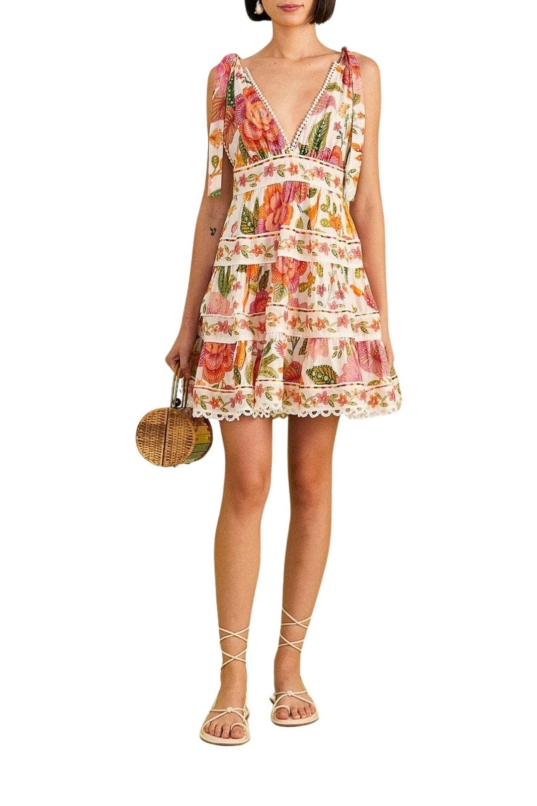 Robe courte Macaw Bloom en coton - Orange