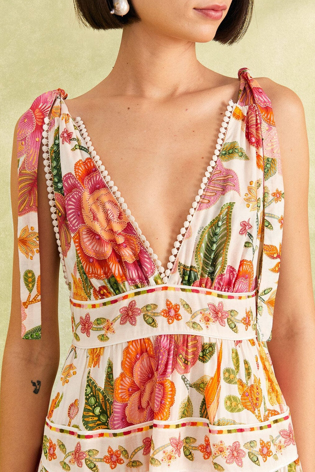 Robe courte Macaw Bloom en coton - Orange