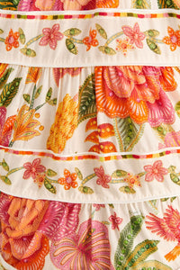 Robe courte Macaw Bloom en coton - Orange