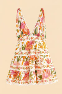Robe courte Macaw Bloom en coton - Orange