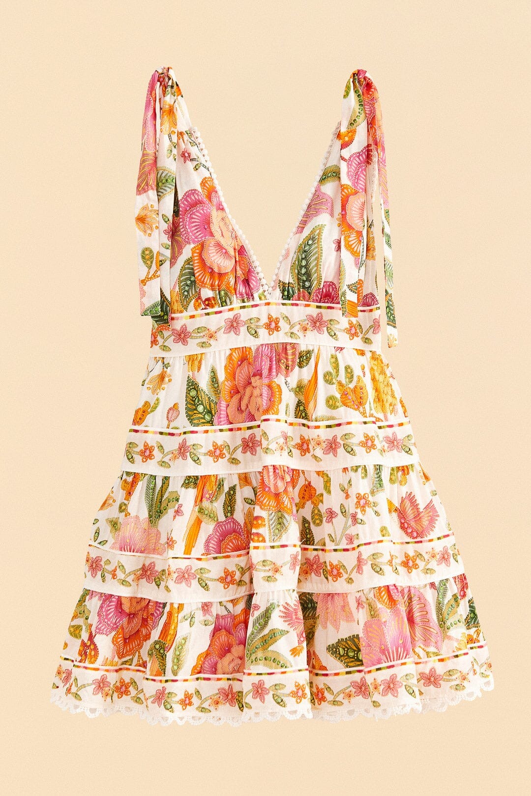 Robe courte Macaw Bloom en coton - Orange