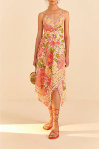 Robe midi Blooming Floral en coton - Orange
