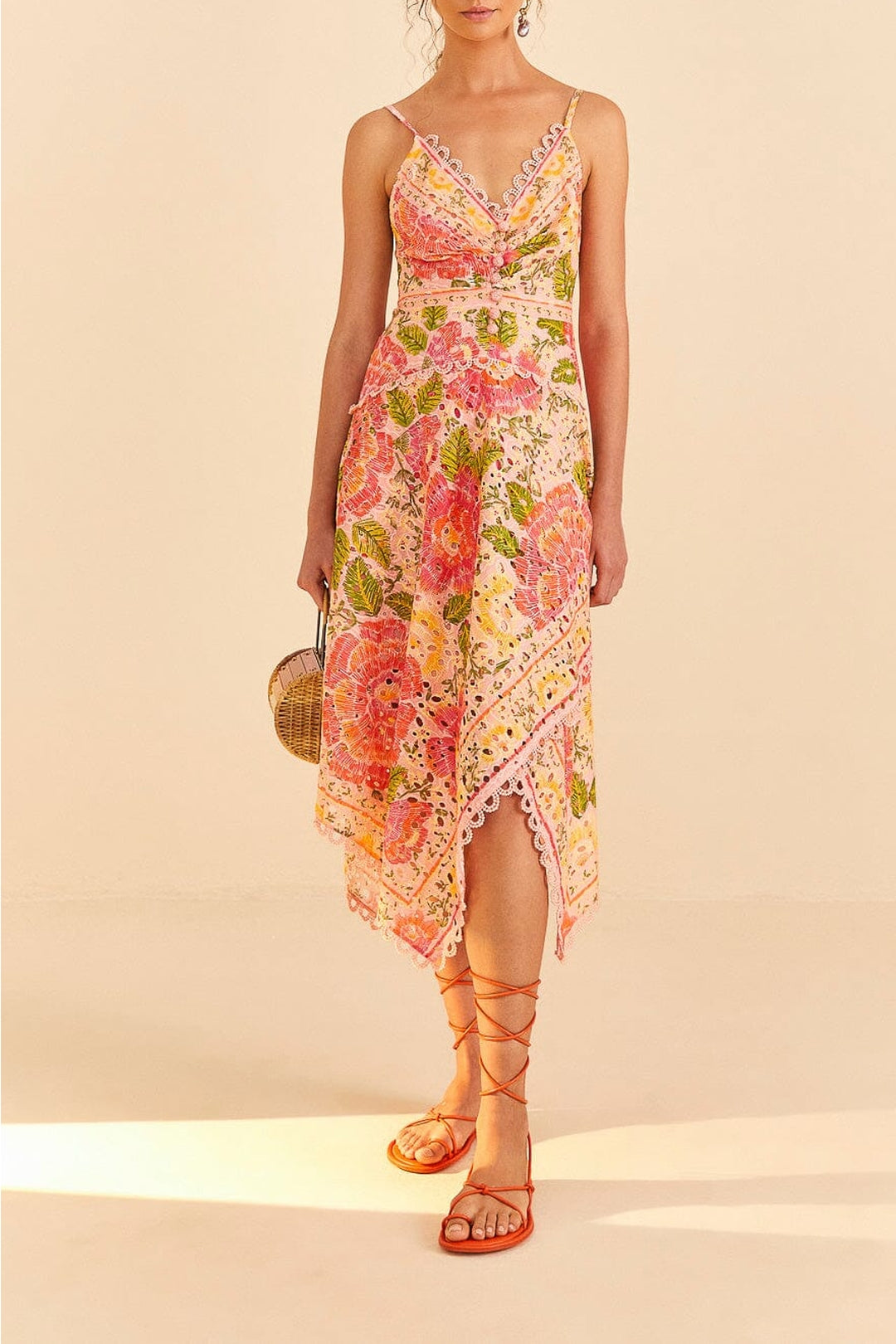 Robe midi Blooming Floral en coton - Orange