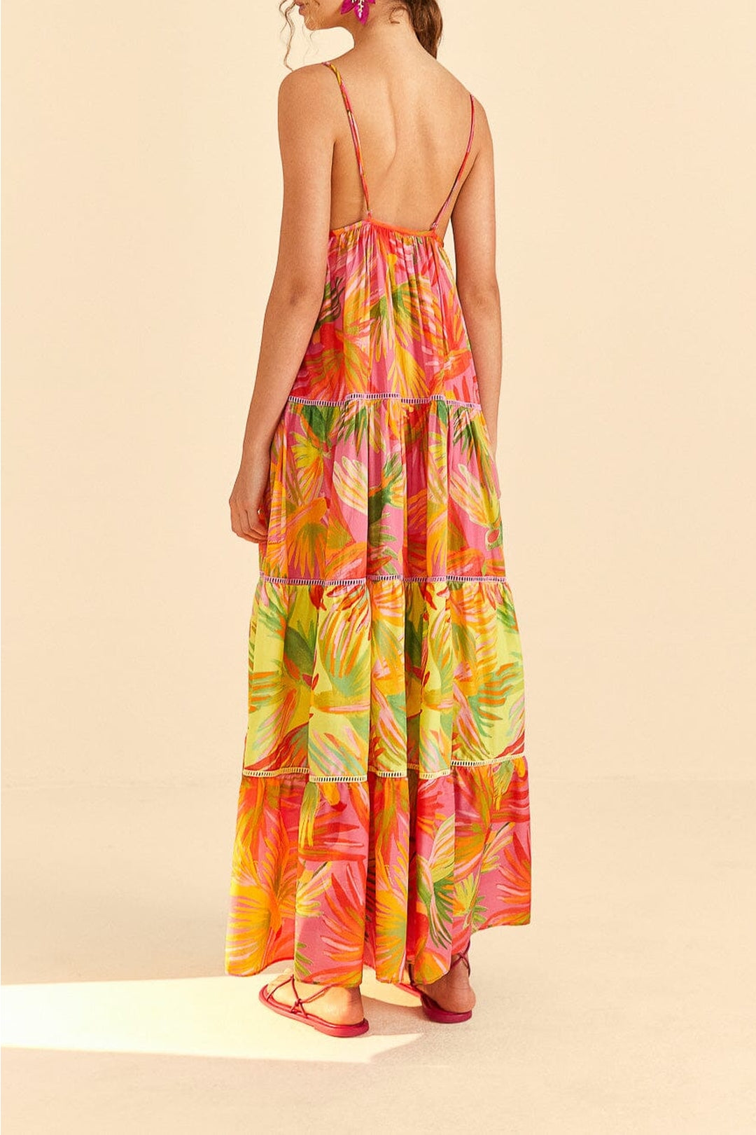 Robe longue Painted Birds en coton - Orange
