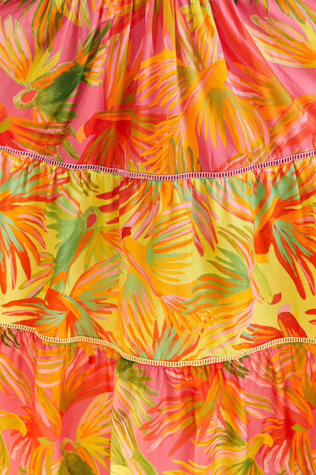 Robe longue Painted Birds en coton - Orange