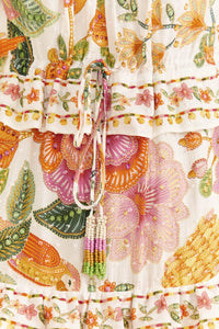 Robe midi Macaw Bloom en coton - Orange