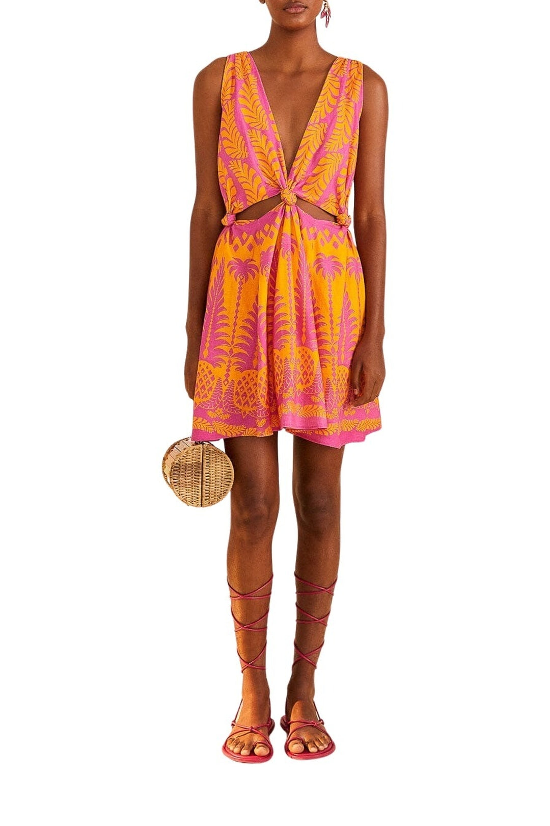 Robe courte Ananas Love en lin - Orange