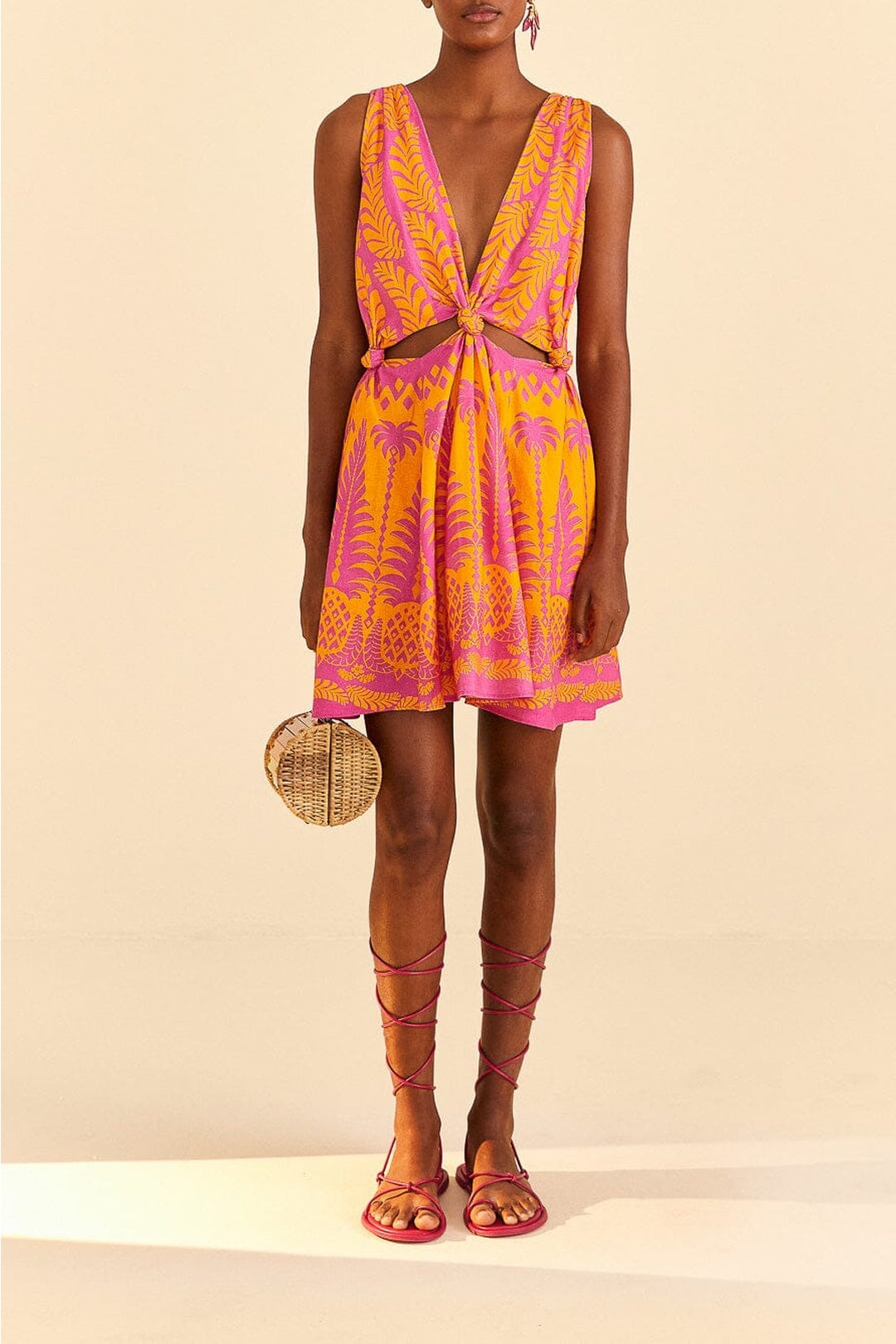 Robe courte Ananas Love en lin - Orange