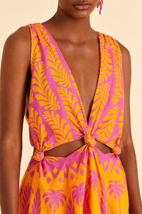 Robe courte Ananas Love en lin - Orange