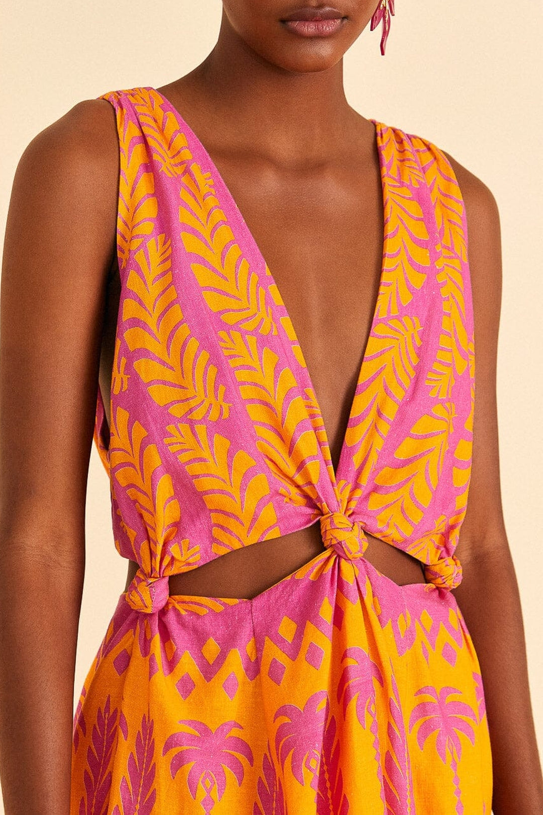 Robe courte Ananas Love en lin - Orange