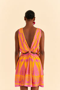 Robe courte Ananas Love en lin - Orange