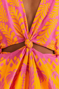 Robe courte Ananas Love en lin - Orange