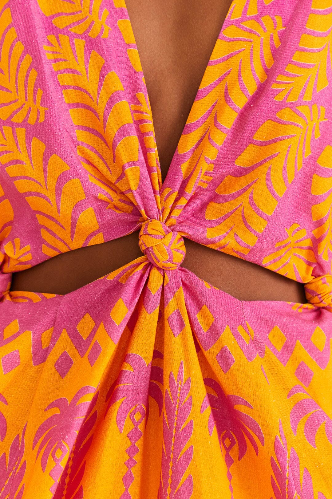 Robe courte Ananas Love en lin - Orange