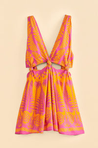 Robe courte Ananas Love en lin - Orange