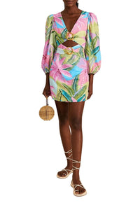 Robe courte Beach Vibe en lin - Multicolore