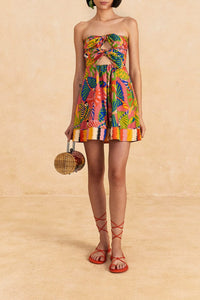 Robe courte Graphic Macaws en coton - Multicolore