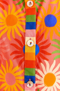 Robe longue Graphic Macaws Coral en coton - Orange