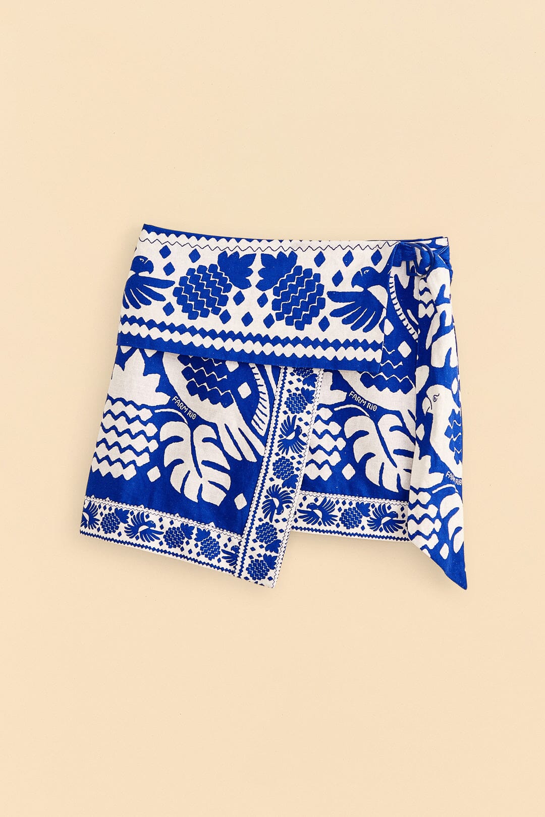 Mini jupe Jungle Scarf en lin - Bleu