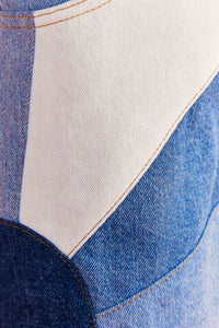 Short à découpe en denim - Bleu