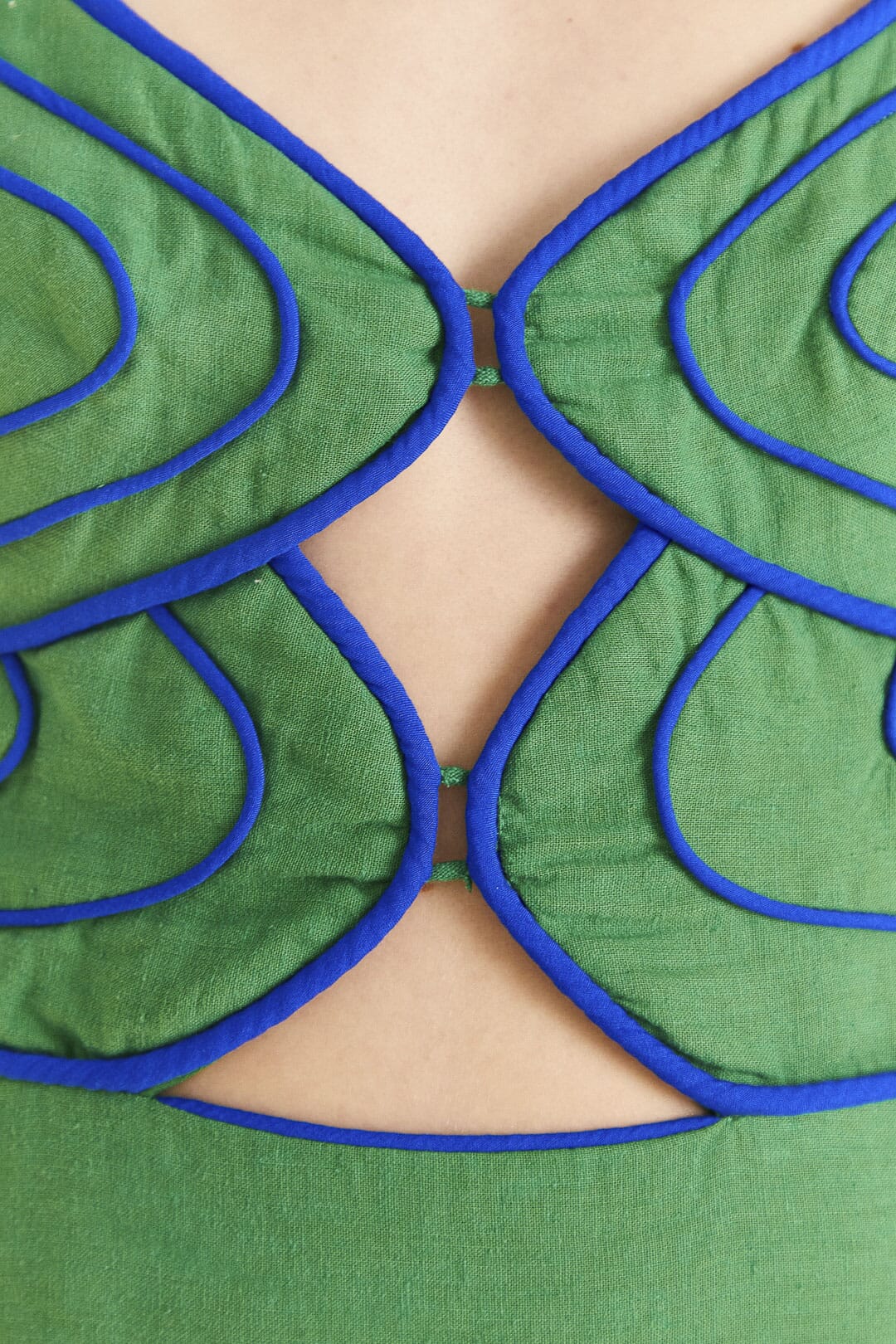 Robe midi surpiquée en lin - Vert