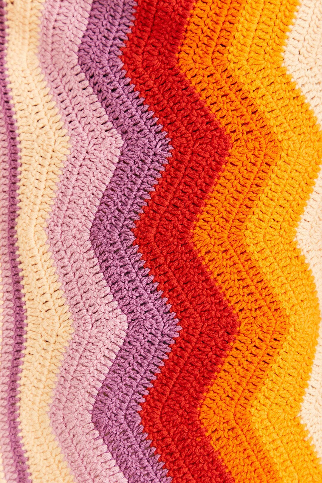 Mini jupe crochetée à rayures multiples en coton - Orange