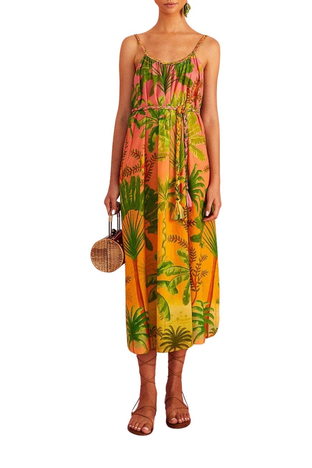 Robe midi dos nu Sunrise Scenario en coton - Multicolore