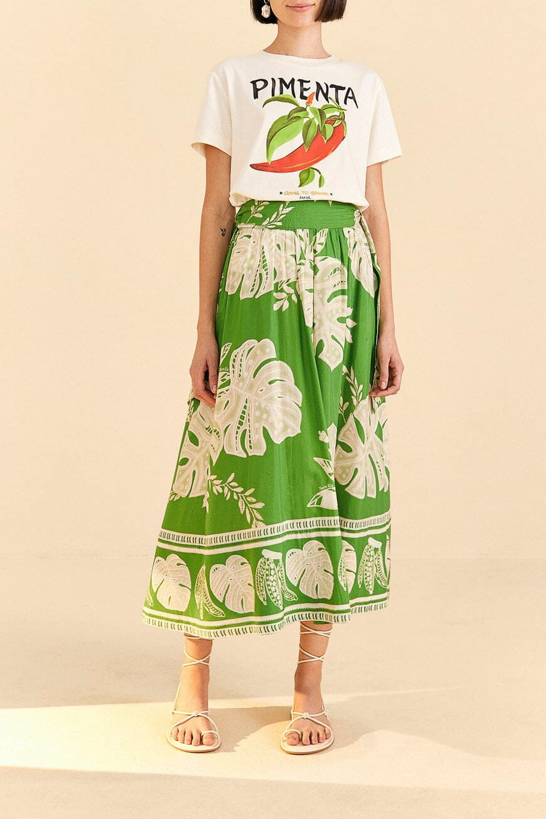 T-shirt Peppers en coton - Blanc & vert