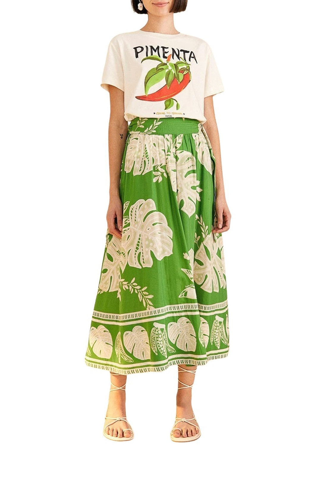T-shirt Peppers en coton - Blanc & vert