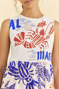 Robe longue Al Mare façon t-shirt en coton - Blanc