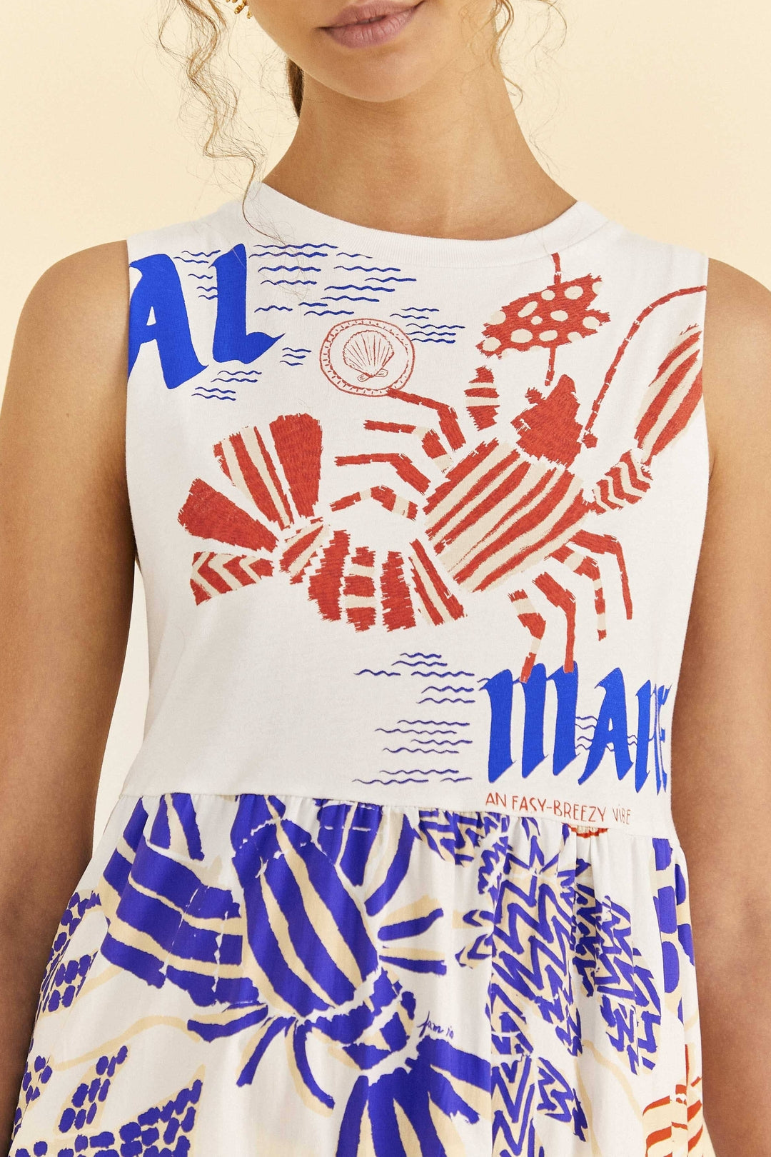 Robe longue Al Mare façon t-shirt en coton - Blanc