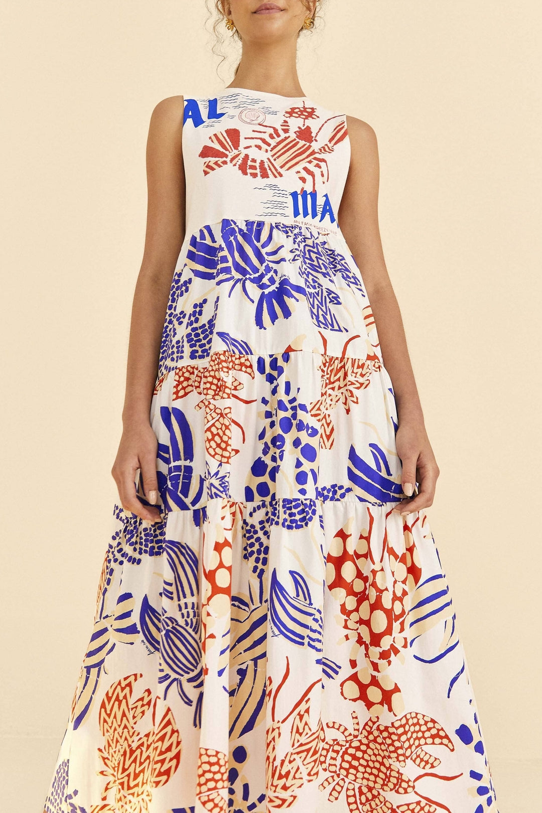 Robe longue Al Mare façon t-shirt en coton - Blanc