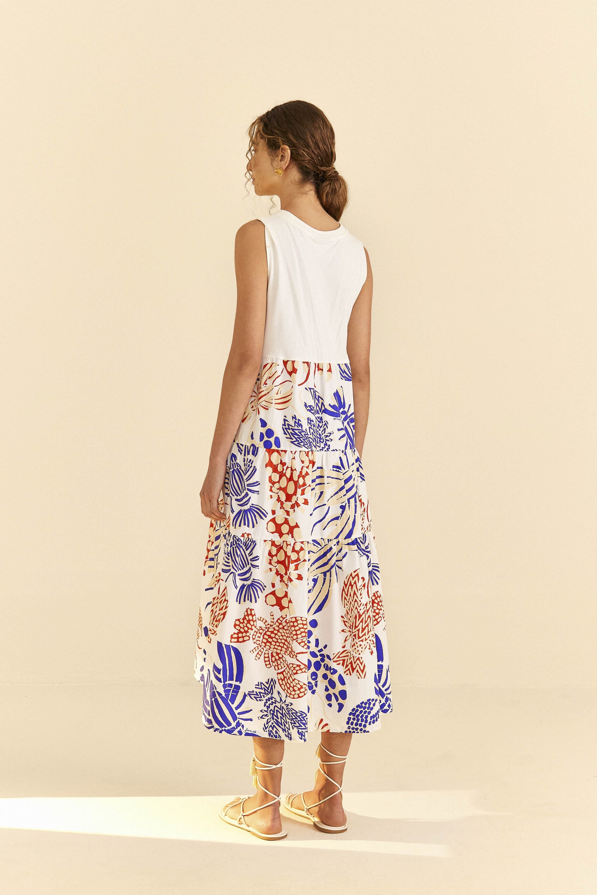 Robe longue Al Mare façon t-shirt en coton - Blanc