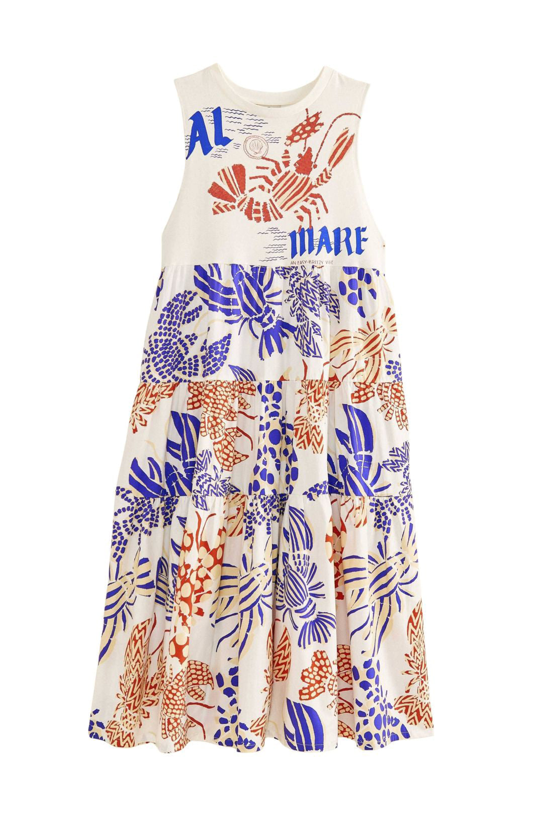 Robe longue Al Mare façon t-shirt en coton - Blanc