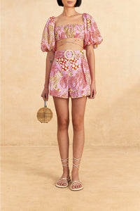Short à motif homards en coton - Rose