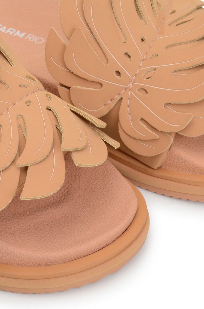 Mules Monstera à empiècement en paille - Beige