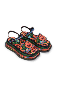 Sandales à plateforme Spring Delight en coton mélangé - Multicolore