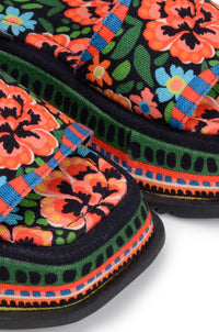 Sandales à plateforme Spring Delight en coton mélangé - Multicolore