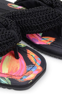 Tongs épaisses crochetées Noix de cajou - Noir