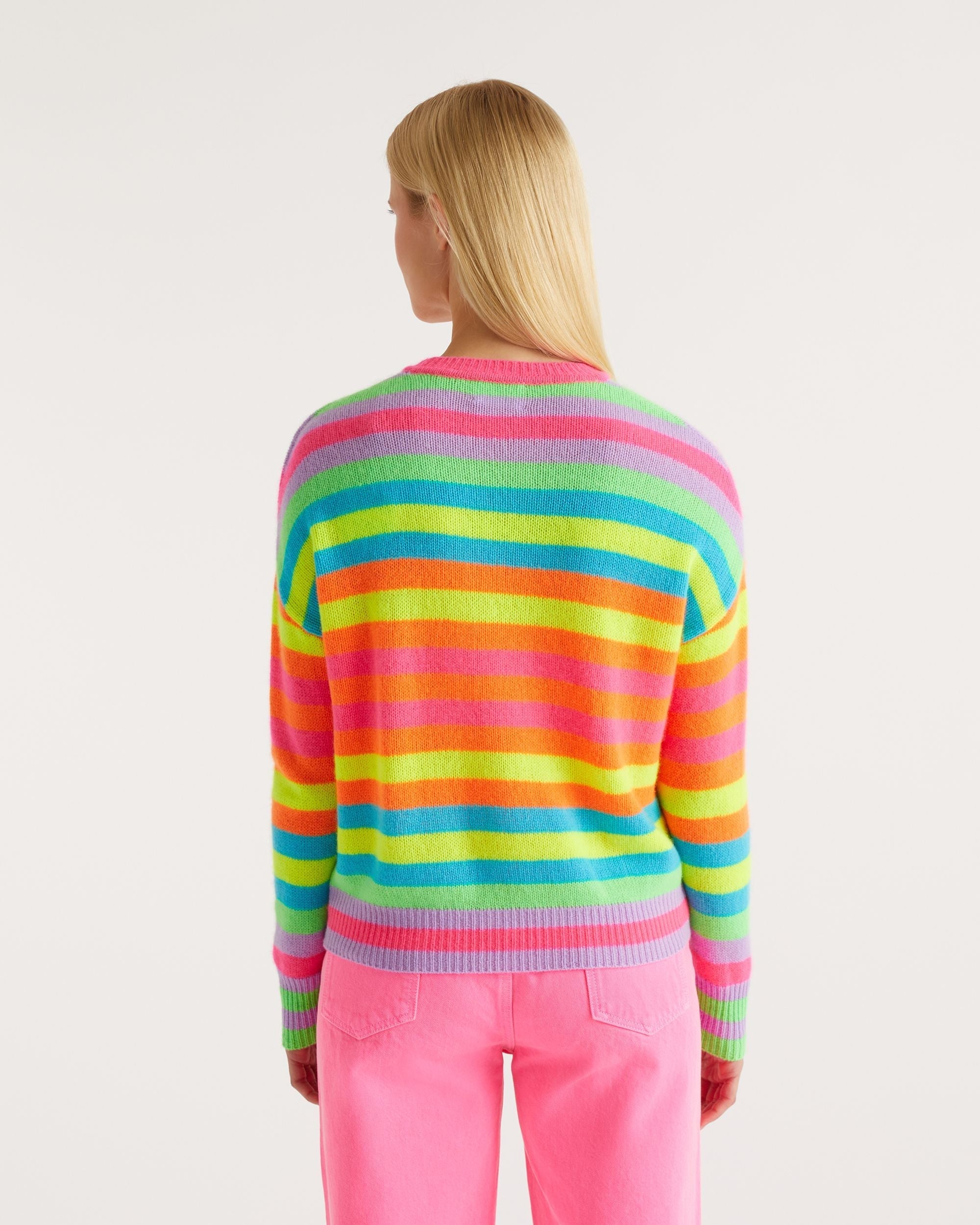 Pull à rayures multicolore en cachemire - Multicolored