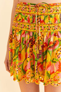 Mini jupe Paradise Fruits en coton - Jaune