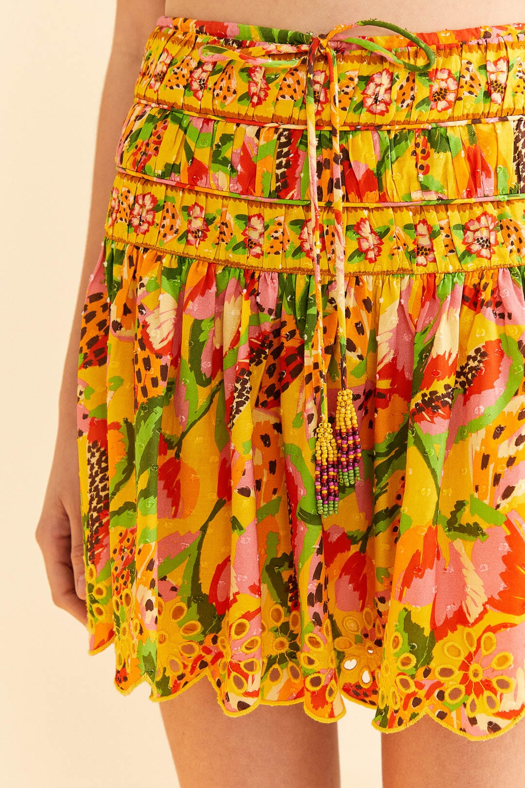 Mini jupe Paradise Fruits en coton - Jaune