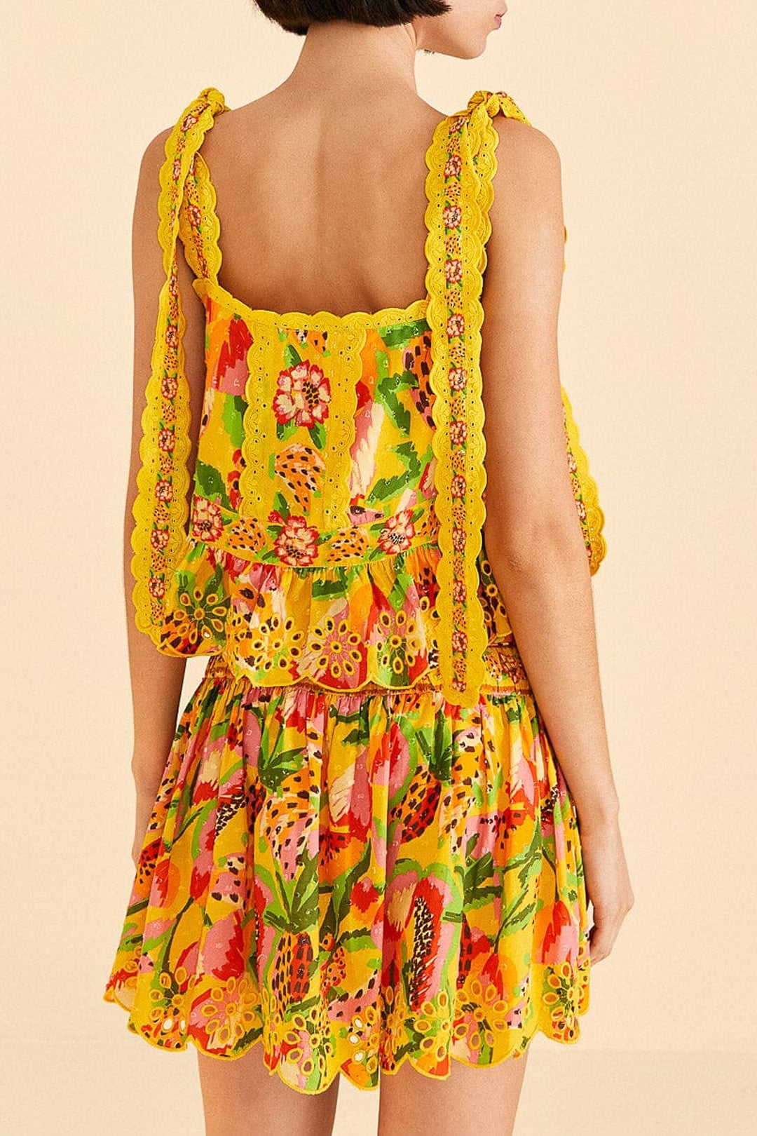 Mini jupe Paradise Fruits en coton - Jaune