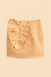 Mini jupe à motif feuilles en lin - Beige