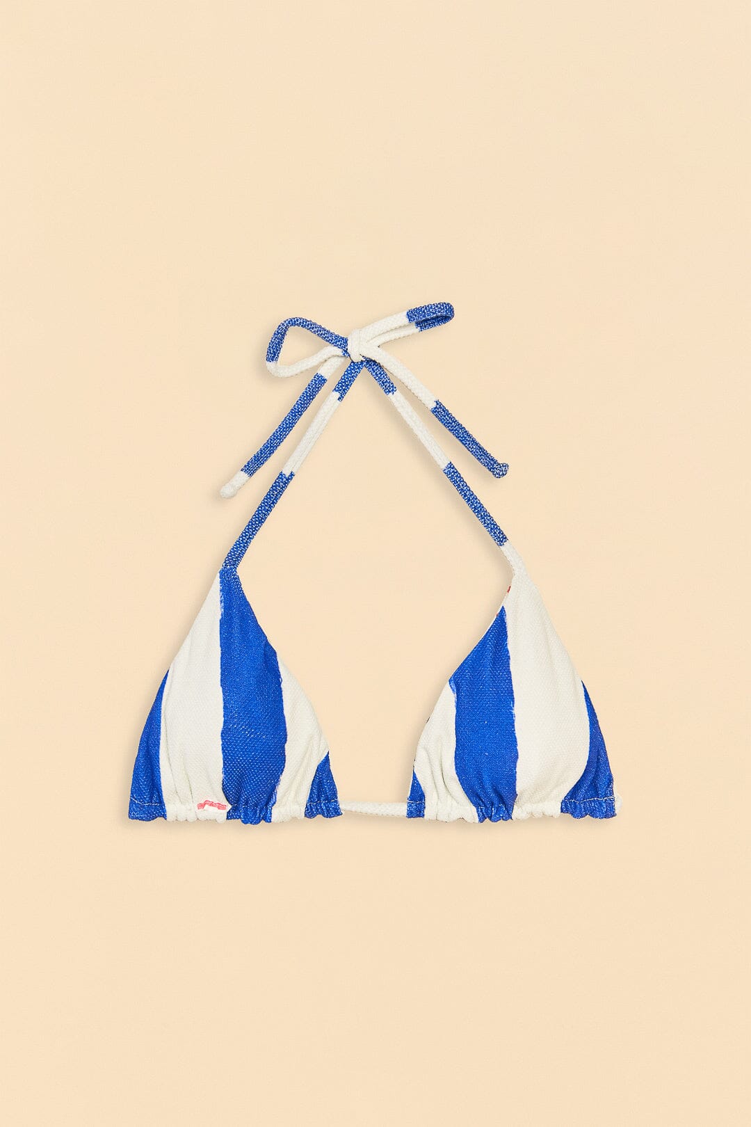 Haut de bikini noué sur le côté double rayures homard - Bleu