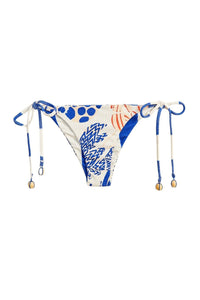 Bas de bikini noué sur le côté Mixed Lobster - Bleu