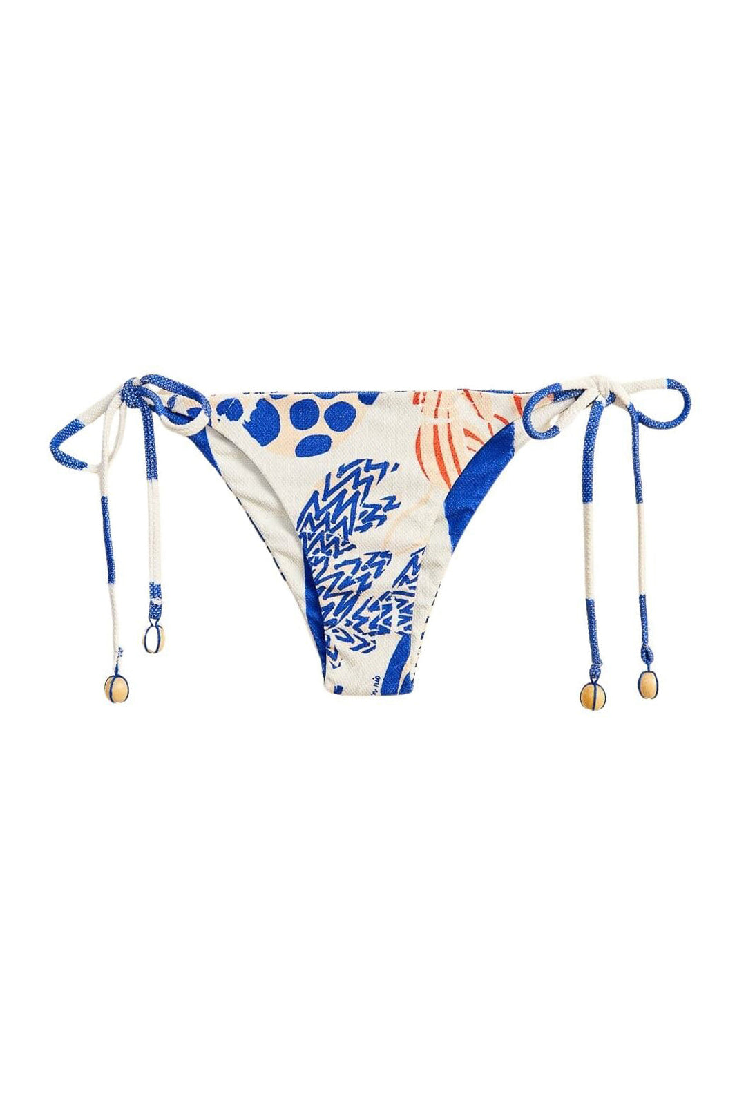 Bas de bikini noué sur le côté Mixed Lobster - Bleu