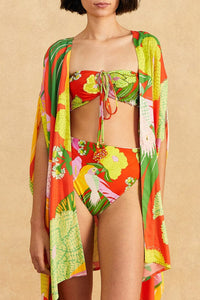 Kimono Neon Floral - Rouge
