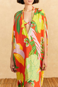 Kimono Neon Floral - Rouge