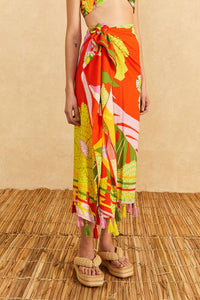 Paréo Neon Floral - Rouge