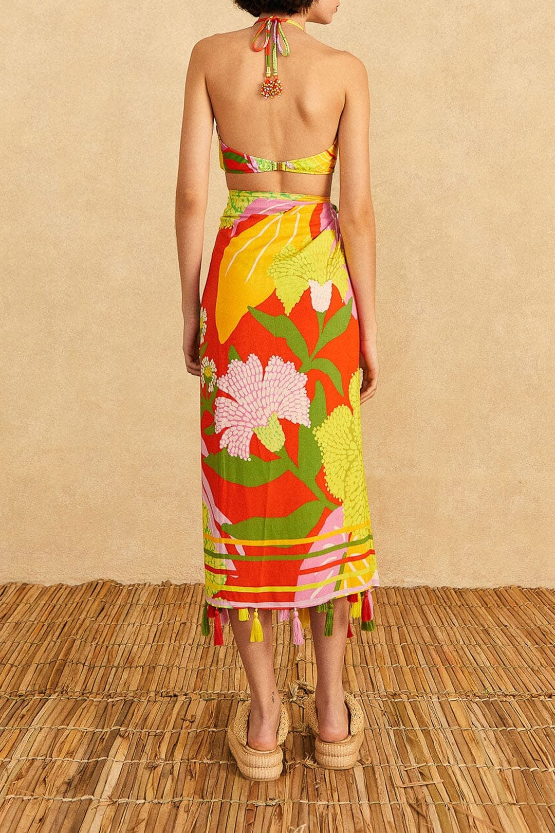 Paréo Neon Floral - Rouge